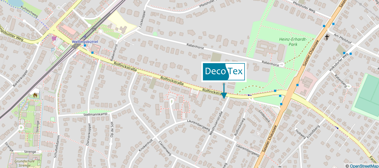 Ausschnitt Karte OpenStreeMap mit Logo Decotex